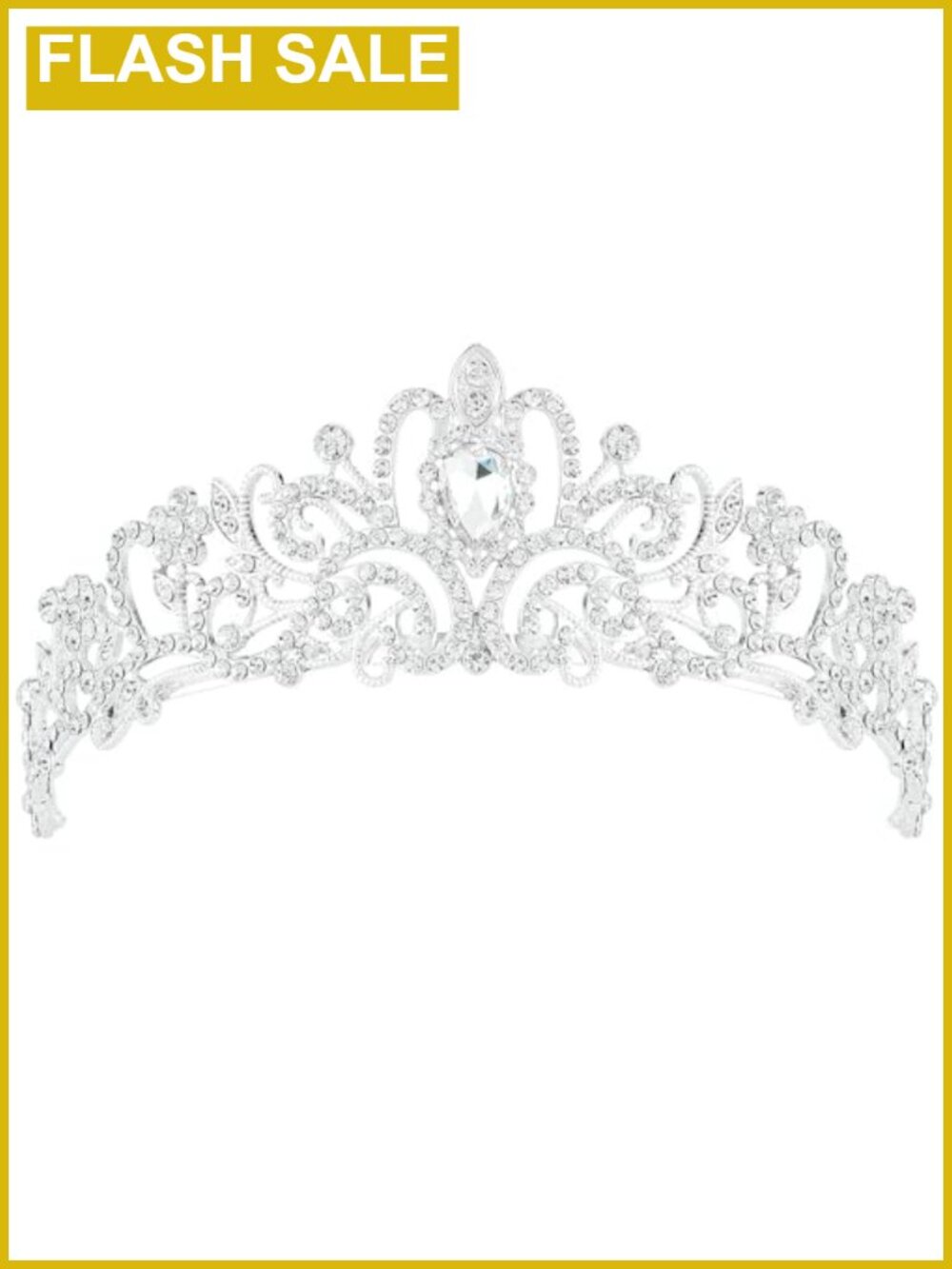 Crystal Rhinestone Tiara Crown with Side Combs Bridal Wedding Prom Headband